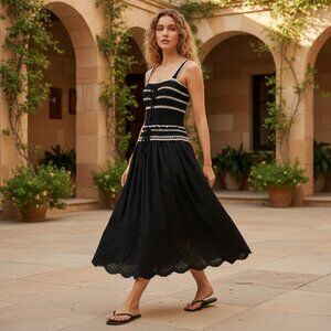 EN SAISON Lucia Maxi Dress Black Natural Contrast NWT Size XS